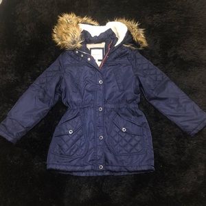 NWOT Urban Republic Navy Faux Fur Girls Jacket Size Large 14